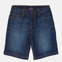 Kiddopanti Kids Blue Solid Denim Shorts-image-102