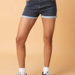 SHOWOFF Grey Mid Rise Shorts-image-56