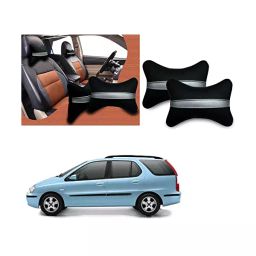 Auto Pearl Black Silver Strip Car Neck Cushion/Neck Pillow Compatible with Tata Indigo Marina-image-87