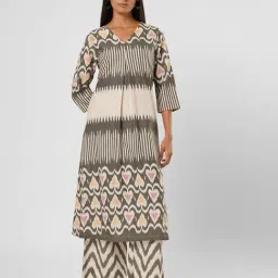 Rangmanch By Pantaloons Grey Cotton Regular Fit Printed Kurta-picture-9
