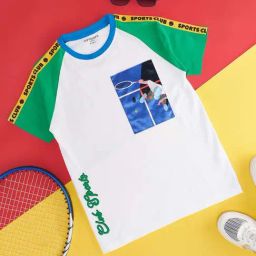 Pantaloons Junior White & Green Cotton Printed T-Shirt-picture-31