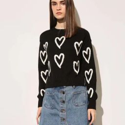 Only Jet Black Cotton Regular Fit Printed Pullover-image-40