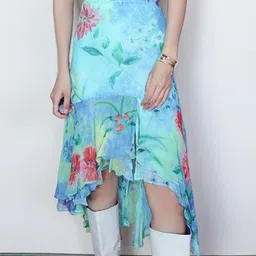 LULU & SKY Abstract Printed Asymmetrical Length Skirt-picture-5