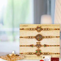 eCraftIndia Assorted Multicolor Rakhi with Diya-image-16