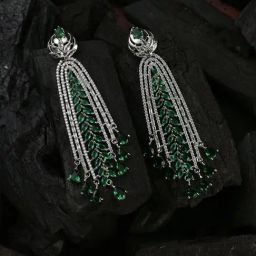 Sohi American Diamond Silver Plated Earrings-31
