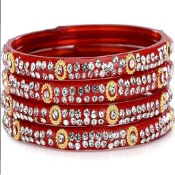SOMIL Set of 16 Blue Alloy Artificial Stones & Beads Bangles-image-90