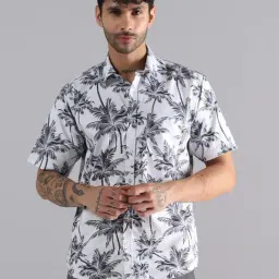 Tahvo White & Blue Cotton Regular Fit Floral Print Shirt-picture-27