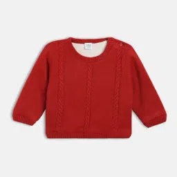 Miniklub Boys Red Knitted Regular Fit Self Design Sweater-picture-10