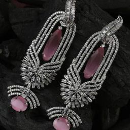Sohi American Diamond Silver Plated Earrings-19