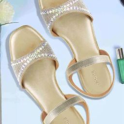 Mochi Women's Gold Ankle Strap Sandals-image-96