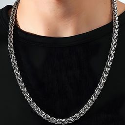 Minprice Unisex Silver-Plated Stainless Steel Minimal Chain-image-10