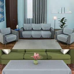 RUBOXA Grey Printed Cotton Sofa Cover-image-92