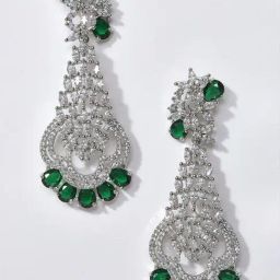 Sohi American Diamond Silver Plated Earrings-29