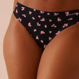 La Vie En Rose Black Microfiber Invisible Printed Thong Panty-image-70