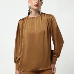 Showoff Brown Regular Fit Tops-26