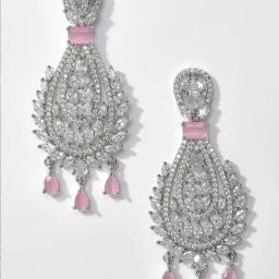 Sohi American Diamond Silver Plated Earrings-21