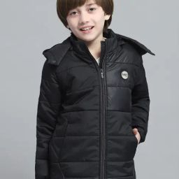 Monte Carlo Boys Solid Black Hooded Neck Full Sleeve Jacket-image-62