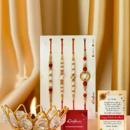 eCraftIndia Assorted Multicolor Rakhi with Diya-image-17