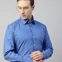 Hancock Blue Cotton Slim Fit Shirt-image-58