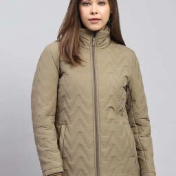 Monte Carlo Khaki Regular Fit Embroidered Jacket-12