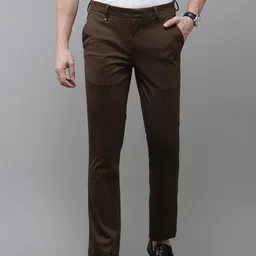 V Dot Men Solid Slim Fit Formal Trousers-image-3