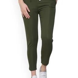 KASHMIRI QUEEN Women Cotton Green Relaxed-Fit TrackTrack Pants-24
