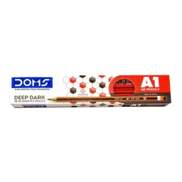 Doms A1 Deep Dark HB Point Graphite Hexagonal Black Pencil 10 Pcs with Free Eraser & Sharpener, 3401 (Pack of 10 Box)-13