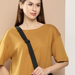 Bene Kleed Women Solid Pure Cotton Oversized T-shirt-image-80