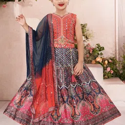 JAY NAGNATH FAB Girls Printed Mirror Work Ready to Wear Lehenga & Blouse With Dupatta-3