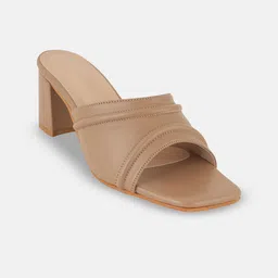 Rubeezz Women PU Regular Block Sandals with Laser Cuts-1