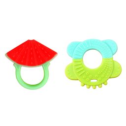 Mastela Super Soft Silicone Teether Watermelon & Ring Green Shape Pack Of 2 - Multicolor-11
