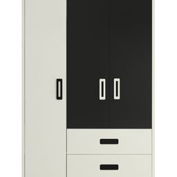 Adona Nora 3 Door Premium MDF Wardrobe With 2 Drawers And Grooved Handles - Ivory Black-picture-2