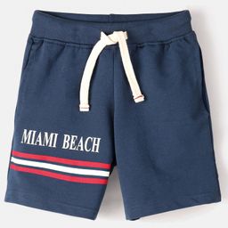 Lazy Bones Cotton Knee Length Shorts Text Print - Steel Blue-image-89