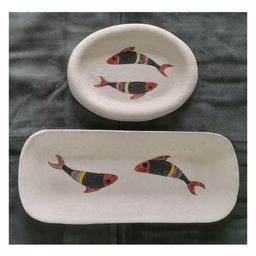 Aranya Earthcraft Hand Painted Fish Platter Set-image-9