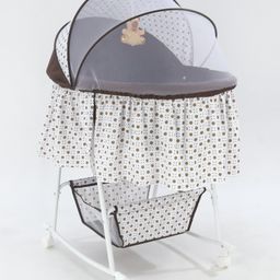 Bassinet With Mosquito Net & Storage - Brown-2