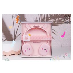 YAMAMA Kawaii Bibi Bunny Animal Design Wired Headphones With Built-in Microphone For Clear And Crisp Audio Experience For Kids Adults  Headsets And Earphones  Pink-26