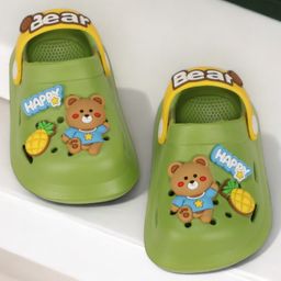 Lil Lollipop Bear Applique Detailed Anti Slip Slingback Clogs - Green-image-61