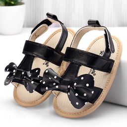 Cute Walk by Babyhug Velcro Closure Booties Bow Applique - Black-image-5