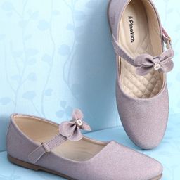 Pine Kids Ballerinas with Velcro Closure & Bow Applique - Pink-picture-12