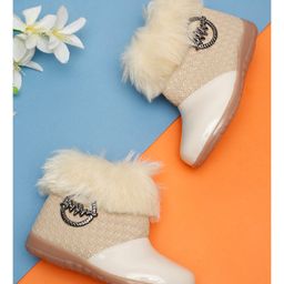 Tiny Bugs Fur Detailed Zip Up Boots - Beige-image-77