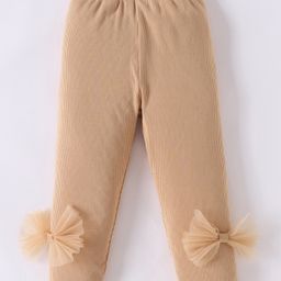 Mark & Mia Viscose Solid Color Leggings with Bow Applique - Bown-image-84
