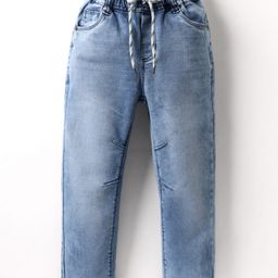 Olio Kids Woven Full Length Solid Denim Jeans - Blue-picture-41