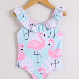 Mark & Mia Sleeveless V Cut Swimsuit Flamingo Print - Mint-image-90