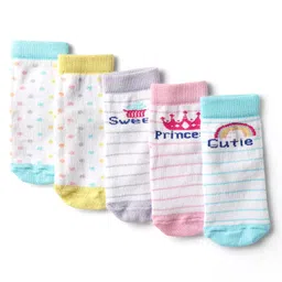 Cute Walk by Babyhug Knit Ankle Length Anti-bacterial Sock with Stripe Design Pack of 5 - Multicolor-picture-23