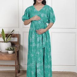 KALINI Women Printed Maternity Maxi Dress-picture-4