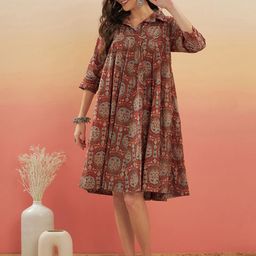 InWeave Floral Print A-Line Dress-image-72