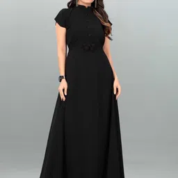 Raiyani Enterprise Women Applique Georgette Fit & Flare Maxi Dress-picture-17
