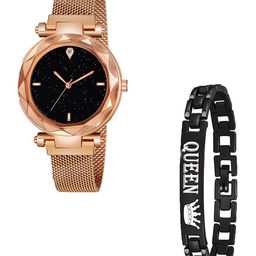 CSAMON Women Analogue Watch With Bracelet GR_379_RoseGold_4_BlackQueen Bracelet-image-90