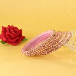 ZULKA Set Of 12 Pearls Beaded & Moti Work Glass Bangles image 2