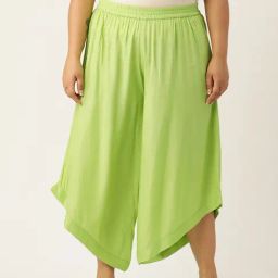theRebelinme Green Relaxed Fit High Rise Plus Size Culottes-image-32